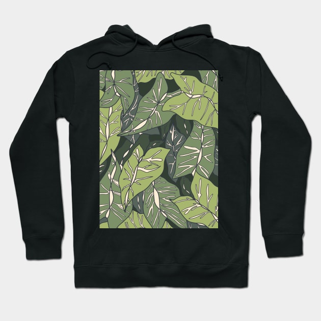 Modern Tropical Leaf Design // Alocasia Polly Hoodie by haleyum